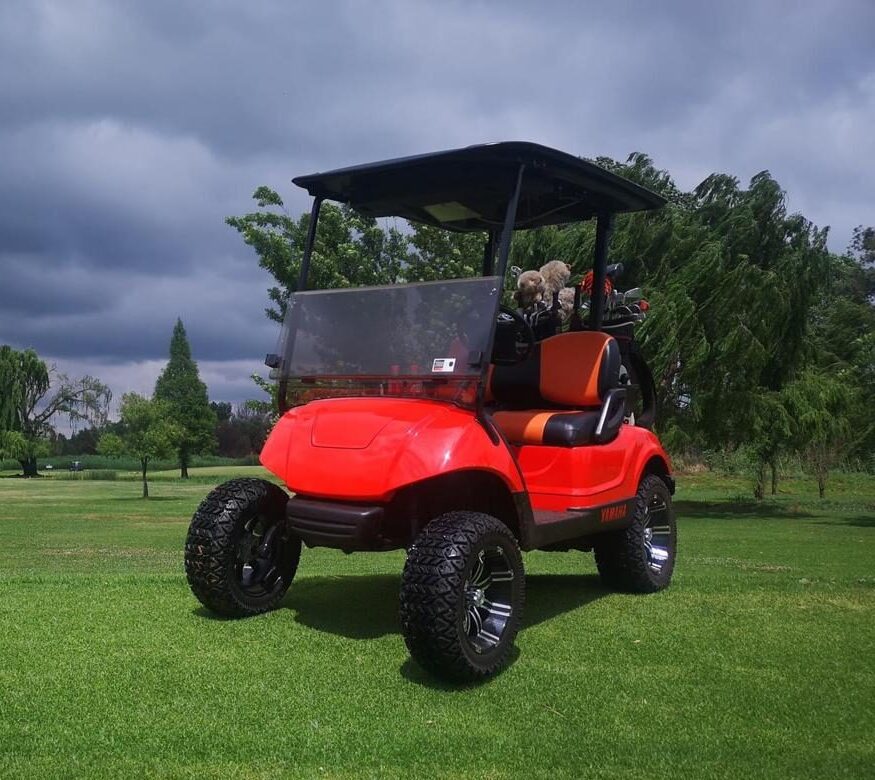 4k image of a red golf cart